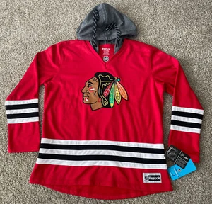 Chicago Blackhawks Reebok rotes Jersey-Stil Kapuzenpullover Damen XL Neu mit Etikett - Bild 1 von 7