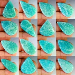 WHOLESALE LOT NATURAL LIGHT GREEN AMAZONITE PEAR CABOCHON GEMSTONE FY- - Picture 1 of 21