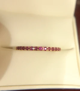 14 Carat Rose Gold Half Eternity Band with Pink Ruby Hallmarked - Picture 1 of 5