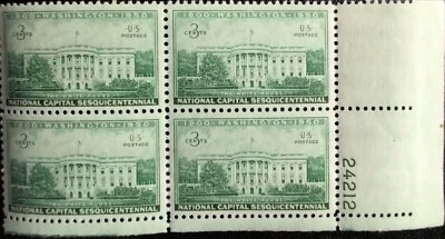 1950 Scott#990 US 3Cent National Capital Sesquicentennial Stamp Plate Block of 4 - Image 1 of 2