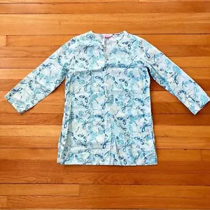 Lilly Pulitzer Blue Butterfly Dragonfly Cotton Tunic Coverup Mermaid Beach Large - Picture 1 of 7