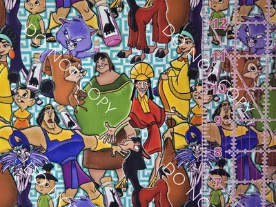 Custom 100% Cotton Woven Fabric Emperor's New Groove Movie By the 1/4 Yard 9x56 - Image 1 of 2