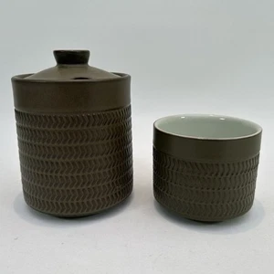 Vintage Denby Chevron Preserve Pot and Open Sugar Bowl Gill Pemberton 60's Retro - Picture 1 of 12
