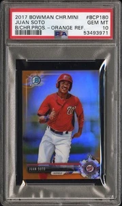 2017 Bowman Chrome Mini Orange Refractor #BCP180 JUAN SOTO /25 PSA 10 - Picture 1 of 3