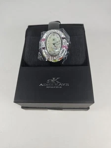 Adee Kaye Women's Watch Crown Austrian Crystal Japanese Movement Black Strap - Picture 1 of 4