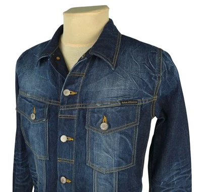 Nudie Jeans Co Mens Blue Cotton Denim Slim Fit Trucker Jacket Size S-M - image 1 of 4