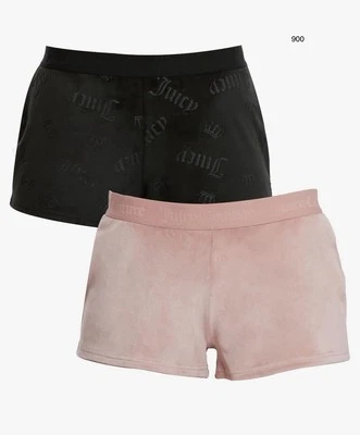 *nuevo* Conjunto de Pantalones Cortos Juicy Couture Terciopelo Negro y Rosa Rubor Foto 1 de 4