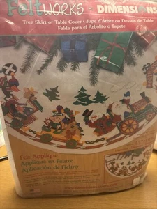 Dimensions Felt Applique SANTA'S EXPRESS TRAIN Christmas tree skirt 43" #8105 - Picture 1 of 12