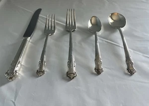 English Shell Lunt Sterling Silber Dinner Konvolut 5 Stück Set Löffel Gabel Messer - Bild 1 von 17