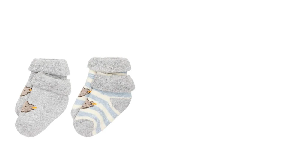 Pack Doble Calcetines Bebé Steiff Terry Completo, Gris - Azul Rayas talla 15/16 Foto 1 de 1