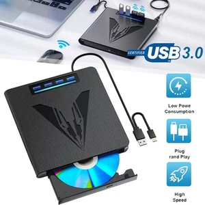 USB 3.0 Externes CD/DVD Laufwerk Brenner Player mit SD/TF-Kartenleser für Laptop - Afbeelding 1 van 12