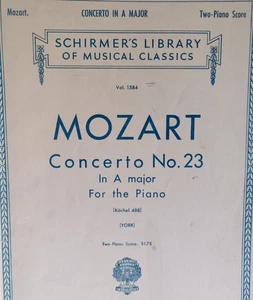 Vintage Notenbuch Mozarts Konzert Nr. 23 A-Dur 2 Klavierpartitur Band 1584 um 1940 - Bild 1 von 4