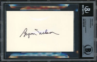 Byron Nelson Autographed Signed 3x5 Index Card Beckett BAS #13021005 - Image 1 of 4