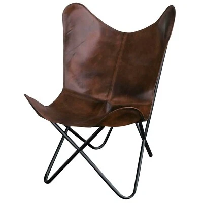 Buffalo Leather Butterfly Chair Folding Super Comfortable & Relaxing Armchair - Image 1 of 4