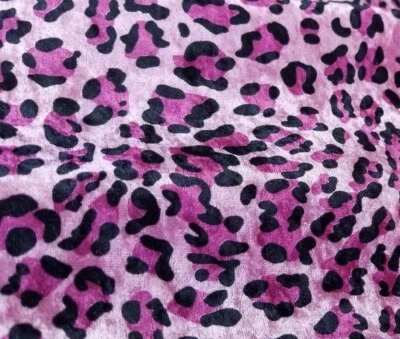 Animal Leopard Panther Cheetah Print on Pink Velvet 60” Width Fabric By The Yard - Image 1 of 4