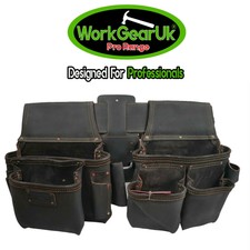 Pro Tool Belt 10 Pocket Top Grain Leather WG-PX47 Work Gear Uk