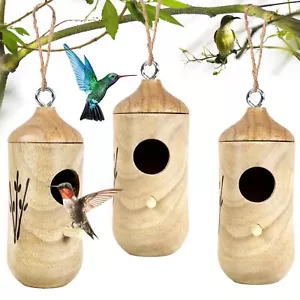 3 Pack Wooden Hummingbird Houses for Outside Nesting Garden Window Bird Houses - Picture 1 of 6