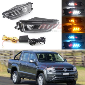 LED Fog Lamp For Volkswagen Amarok Facelift Model 17+ DRL Daytime Light W/ Turn - Picture 1 of 11