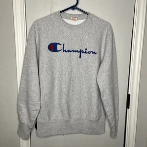 Vintage Champion Reverse Weave Sweatshirt Crewneck Medium Gray 80s Spell Out - Picture 1 of 6