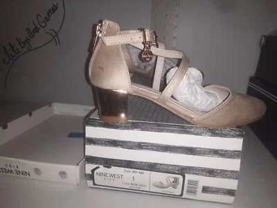 Nine West 女孩 MIA 玫瑰金方跟女孩尺寸 1 中号全新 (☆#00s) — 第 1/4 张图片
