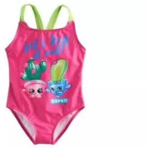 Girls Swimsuit Shopkins 1 Pc Pink Swim Bathing Suit-size 5/6 - Picture 1 of 4