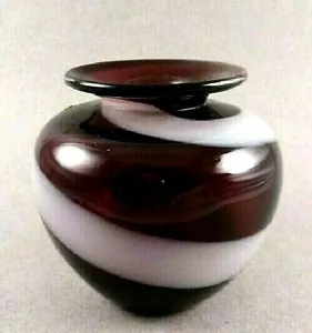 Prachtvolle Amethyst & opake Swirl Kristall Vase & Etikett - Bild 1 von 4