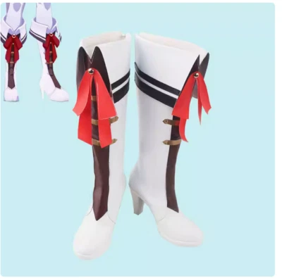 Uma Musume: Pretty Derby Gold Ship Race Ver. Cospaly Zapatos Blanco Tacón Botas/ Foto 1 de 4