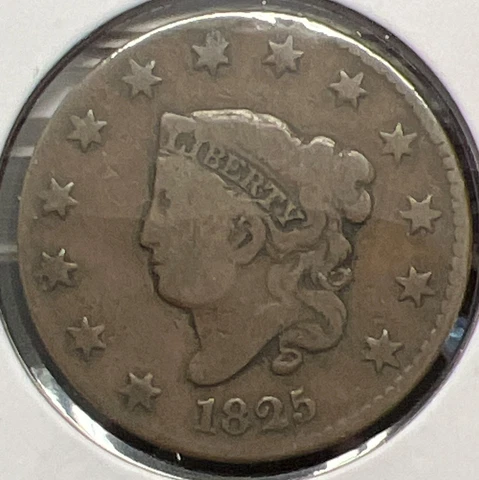 1825  CORONET HEAD LARGE CENT GRADES GOOD    ACTUAL COIN #C13605 Cover