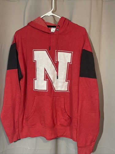 VETEMENTS Felpa con cappuccio University of Nebraska Cornhuskers NCAA media rosso nero usata in ottime condizioni