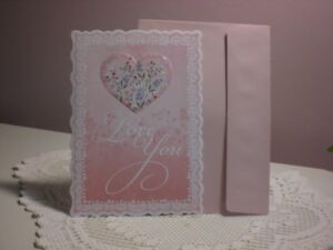 Carol's Rose Garden - Valentiine card - A pink butterfly on the cover