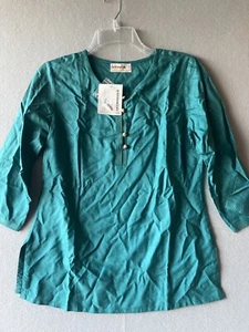 Fabindia Women’s Tunic S Small Green Blouse Kurta Shirt #2230 - Picture 1 of 9