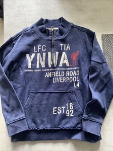 Official Liverpool Fc 1/4 Zip Sweatshirt Top Navy Blue Size 9-10 YNWA Shirt - Picture 1 of 3