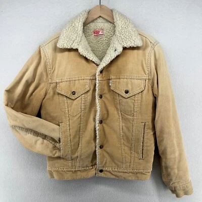 Chaqueta LEVIS Para Hombres 38 Pana Sherpa Forrada de Vellón Camionero Blanco Pestaña Algodón Beige Foto 1 de 4
