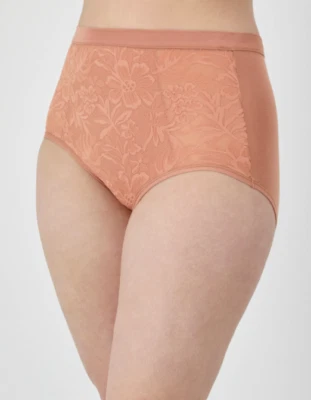 Bali Soft Cotton Modal Breathe Lace High Rise Brief Panty Light Red M/6  9188 - Image 1 of 2