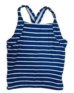 Hanna Andersson baby girls Tankini Top Swimsuit striped blue size 100 cm US 4 - Picture 1 of 7
