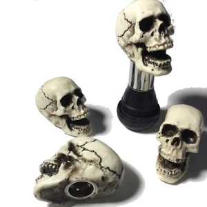 4 Skull Valve Stem Caps Hot Rat Street Rod Skeleton Punk Goth Made in USA 34VC4 - Picture 1 of 7