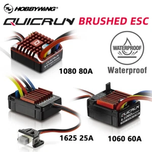 HobbyWing QuicRun 60A / 25A Brushed Waterproof ESC For 1/10 1/18 1/16 RC Car - Picture 1 of 30