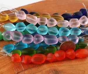 4 Zoll KLEIN 13 mm 15 mm Meer Strand Glas Perle Matt Freeform Nugget Kiesel Recycling - Bild 1 von 12