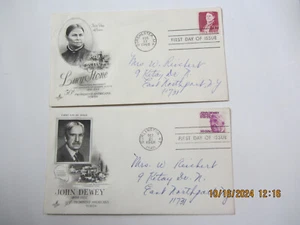 1968 #1291 & 1293 30C JOHN DEWEY 50C LUCY STONE FDC- ART CRAFT CACHET - Picture 1 of 5