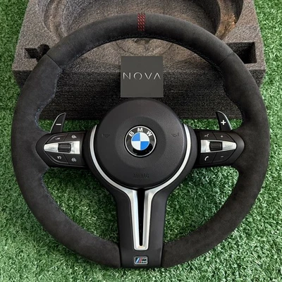 BMW CS Alcantara Steering Wheel with Paddle Shifters - F30 F32 F80 F82 M3 M4 - Image 1 of 4