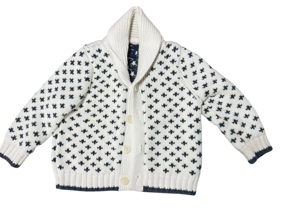 Cárdigan tejido Baby Gap 12-18M Cottagecore Grandpa algodón azul marino crema Foto 1 de 4