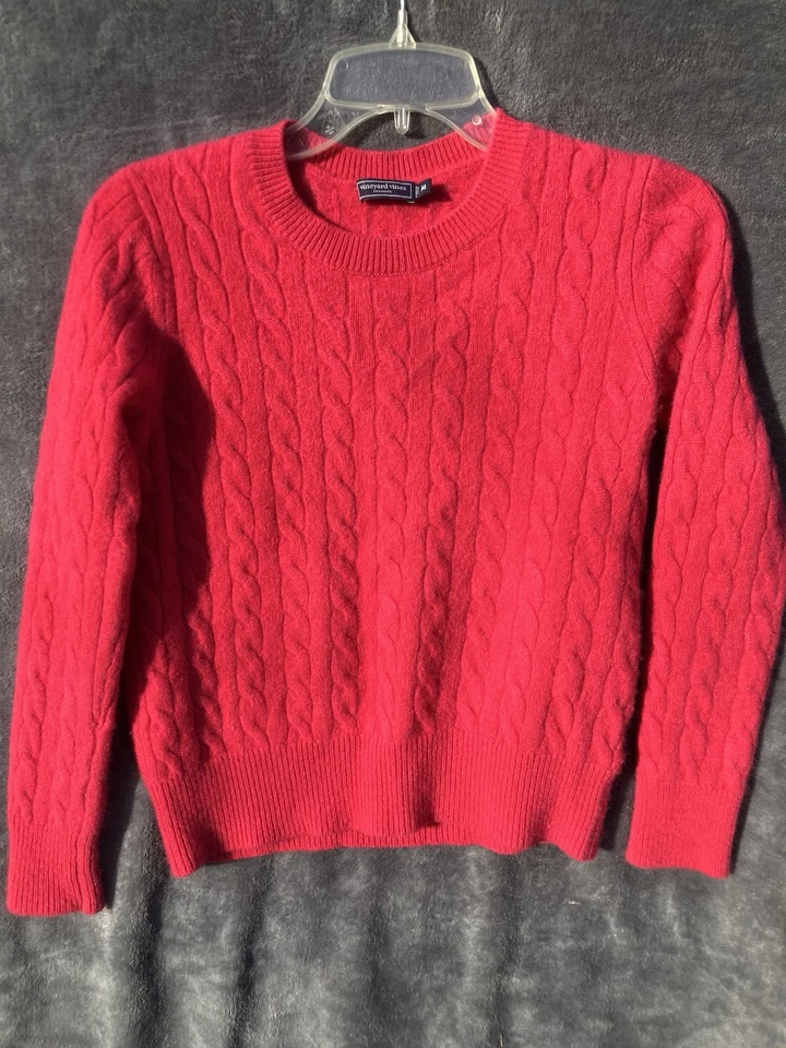  Vineyard Vines 100% Cashmere Sweater Womens Sz M Pink Cable Knit Classic Preppy - Image 1 of 4