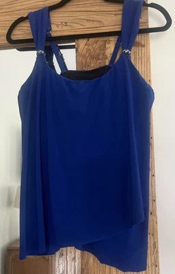 Traje de baño Tankini Miraclesuit azul con acento esmaltado en capas talla 14 con aros usado en excelente estado Foto 1 de 4