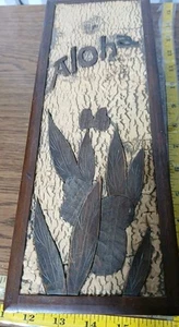 Antique 1914 Primitive Bark & Wood Box Hawaii Mountains Trinket Pencil Signed - Picture 1 of 5