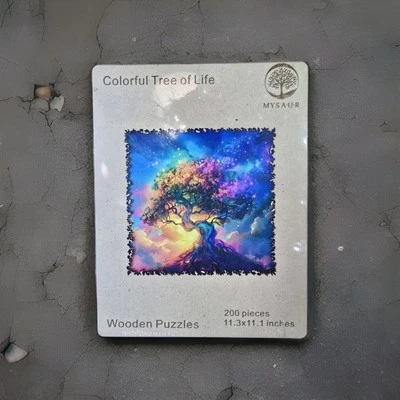 木制拼图,五颜六色的生命之树拼图 200 块,11.3×11.1 — 第 1/4 张图片
