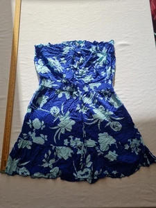 Damen Trägerloses Kleid Droimp Größe XL Blau Blumenmuster 31026 - Bild 1 von 16