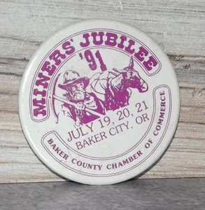 1991 Miner's Jubilee Pin Button Baker County Chamber of Commerce Oregon B103 - Picture 1 of 1