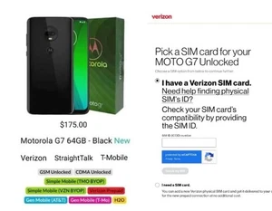 Verizon Motorola Moto G7 - 64 GB (GSM-CDMA Unlocked) T-Mobile/TracFone/Boost - Picture 1 of 14