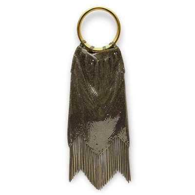 Cartera sin asas pulsera con flecos de malla metálica de malla bronceada Whiting & Davis Foto 1 de 4
