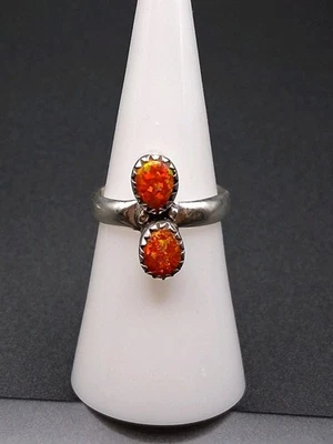 Sterling Silver, Aurora Opal Ring, Adjustable From Size 5.5 to 7.5, Southwestern - Изображение 1 из 4